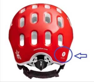 Recalled Woom helmet showing size location